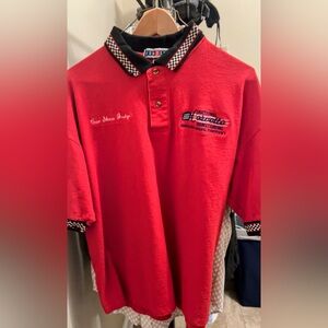 Vintage Jerzees Red Polo Shirt with Checkered Accents